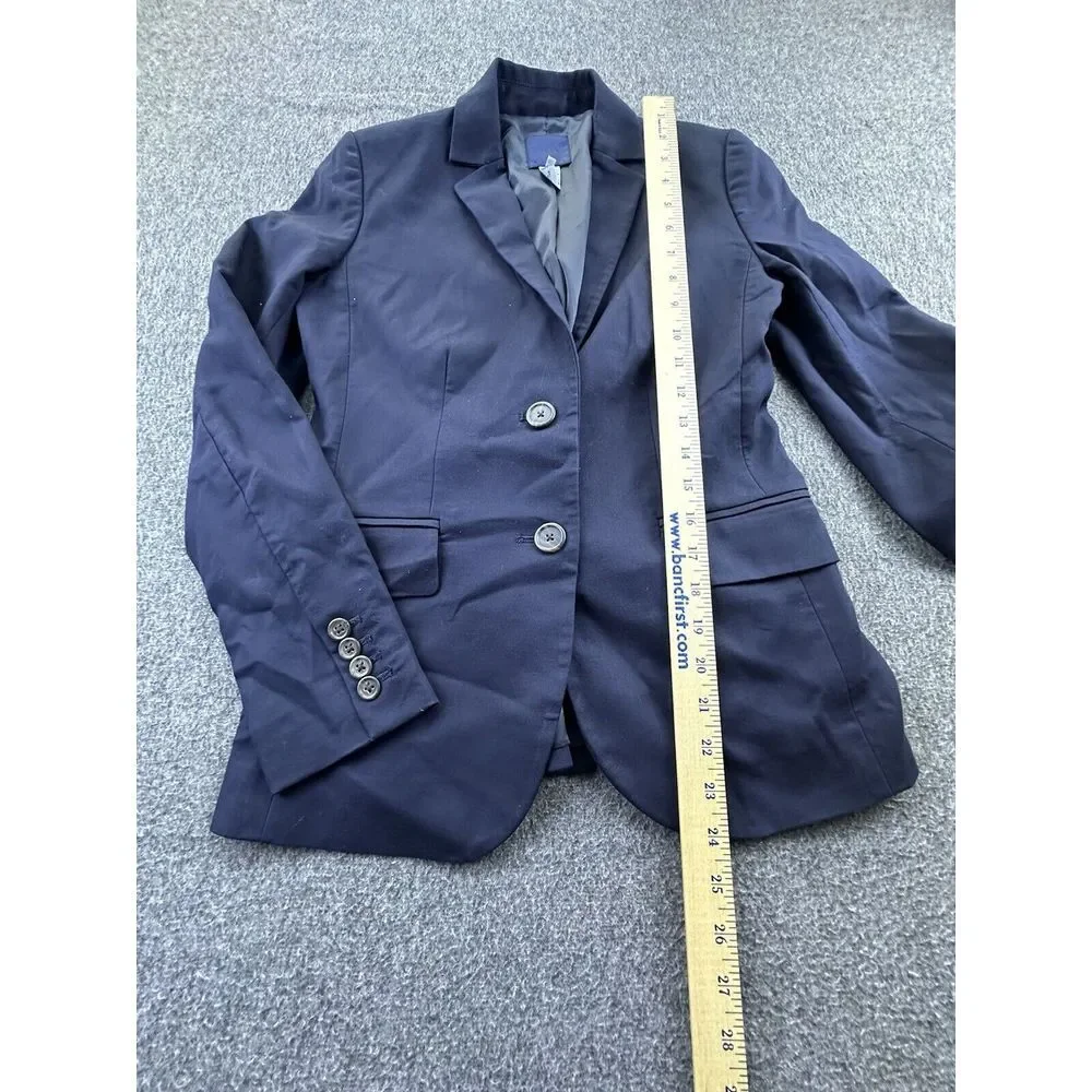 J. Crew Blazer Women's‎ 0 Navy Blue Single-Breasted Suit Jacket Business Career